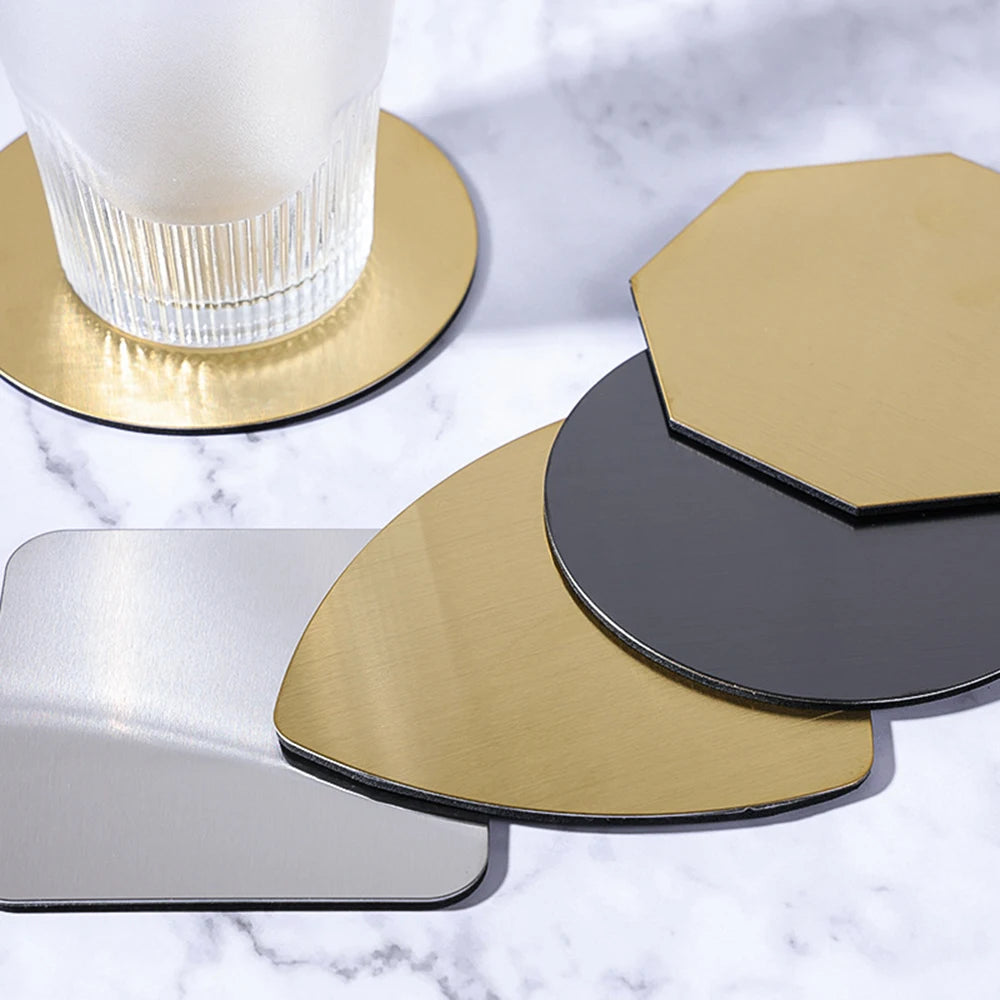 Stainless Steel Coaster Table Mat Cafe Non-slip Pad Insulation Placemat Bar Dining Table Decor Home Simple Photography Props Oasis Select