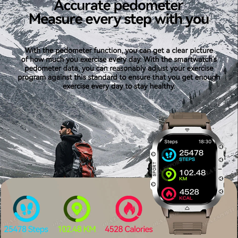 Ola Esporte 2.01" HD Smart Watch – Bluetooth & LED Flashlight