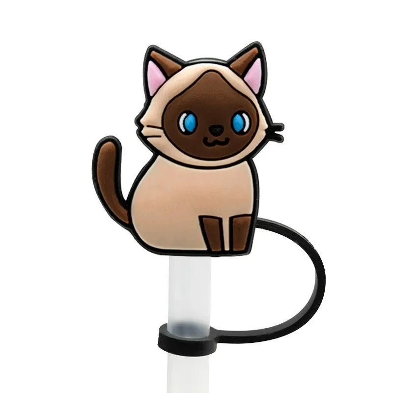 1PCS Straw Cover Cap Black White Cat ,8mm Silicone Straw Cap Accessories for Tumbler Cup,Creative Dustproof Straw Plug Charm Oasis Select 1