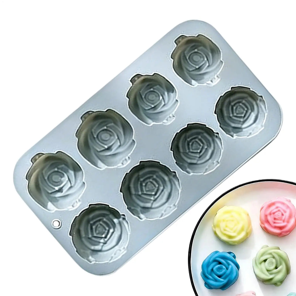 8 Holes Rose Flower Silicone Molds Handmade Soap Candle Silicone Mold DIY Cake Chocolate Baking Tools Ice Cubes Making Mould Oasis Select