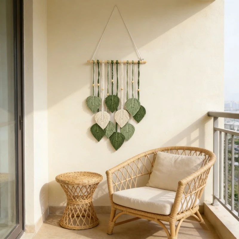 1 Piece Macrame Leaf Garland Jungle Nursery Decor Green Theme Classroom Room Decoration Mothers Day Gift Boho Style Oasis Select