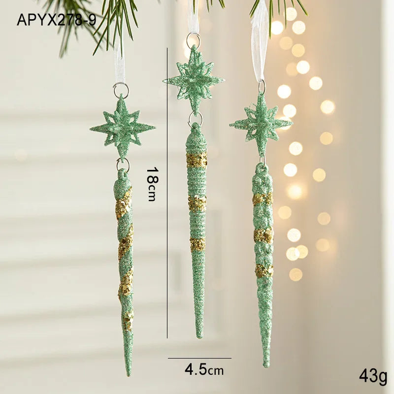 Christmas Painted Green Cone Balls Hanging Pendants Merry Christmas Tree Decoration for Home Xmas Ornament Gift Navidad Oasis Select ice cream
