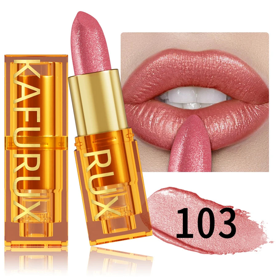 KAFURUX 16-Color Glitter Metallic Lipstick – Long-Lasting Matte