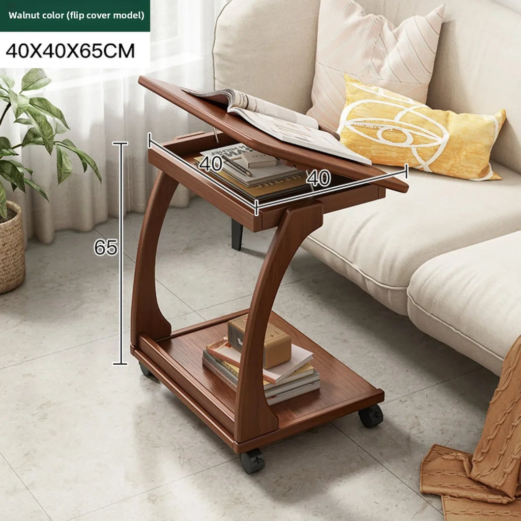Multi-functional Removable flip solid wood edge few living room household side table sofa small coffee table sturdy and durable Oasis Select Walnut J