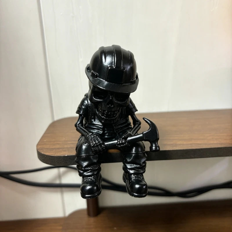 Hand Hammer Labor Worker Skull Mini Figurines 3D Printed Diligent Worker Skeleton Shelf Sitter Statue Home Desk Ornaments Decor Oasis Select construction worker2 tall 10cm
