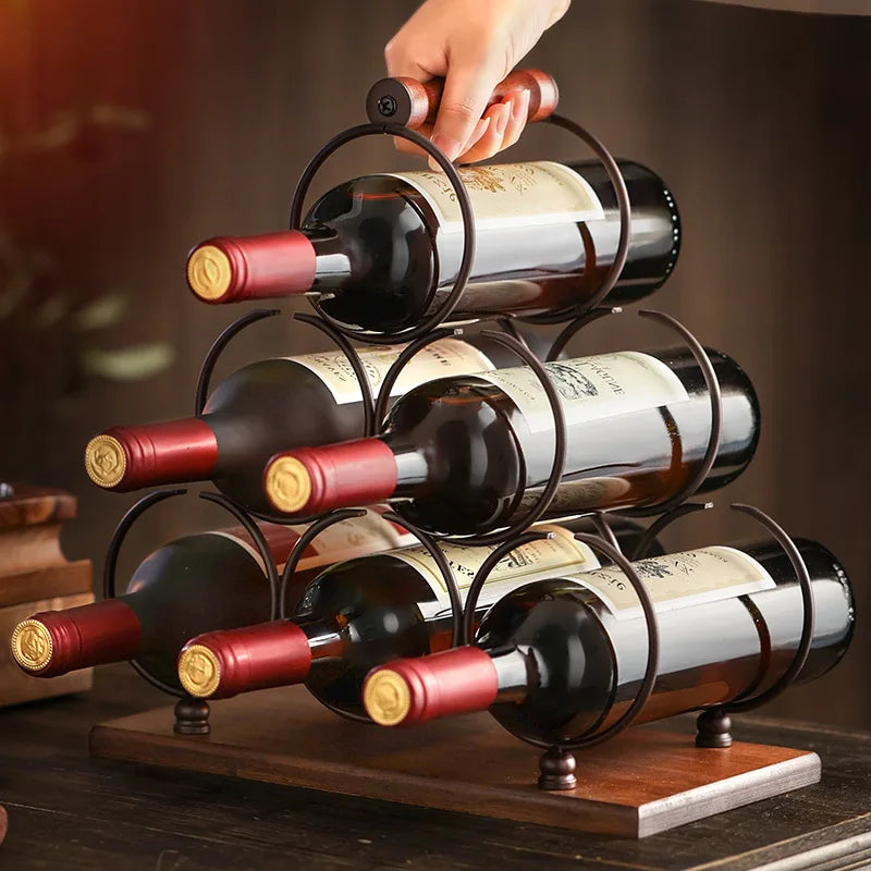 Creative red wine rack ornament Solid wood wine rack upside down red wine glass rack Home living room European wine cabinet Oasis Select