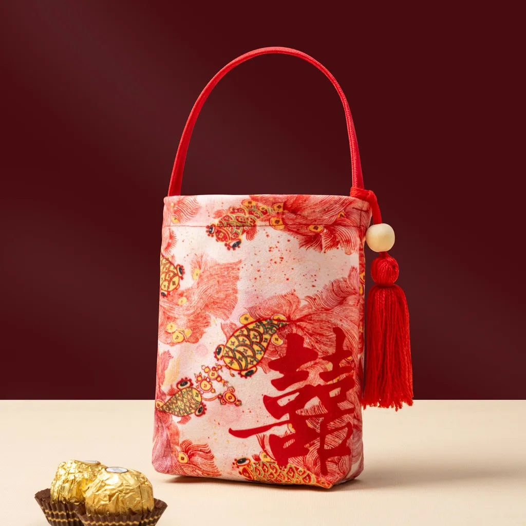 Chinese Velvet Wedding Candy Gift Bag | Elegant Favour Pouch