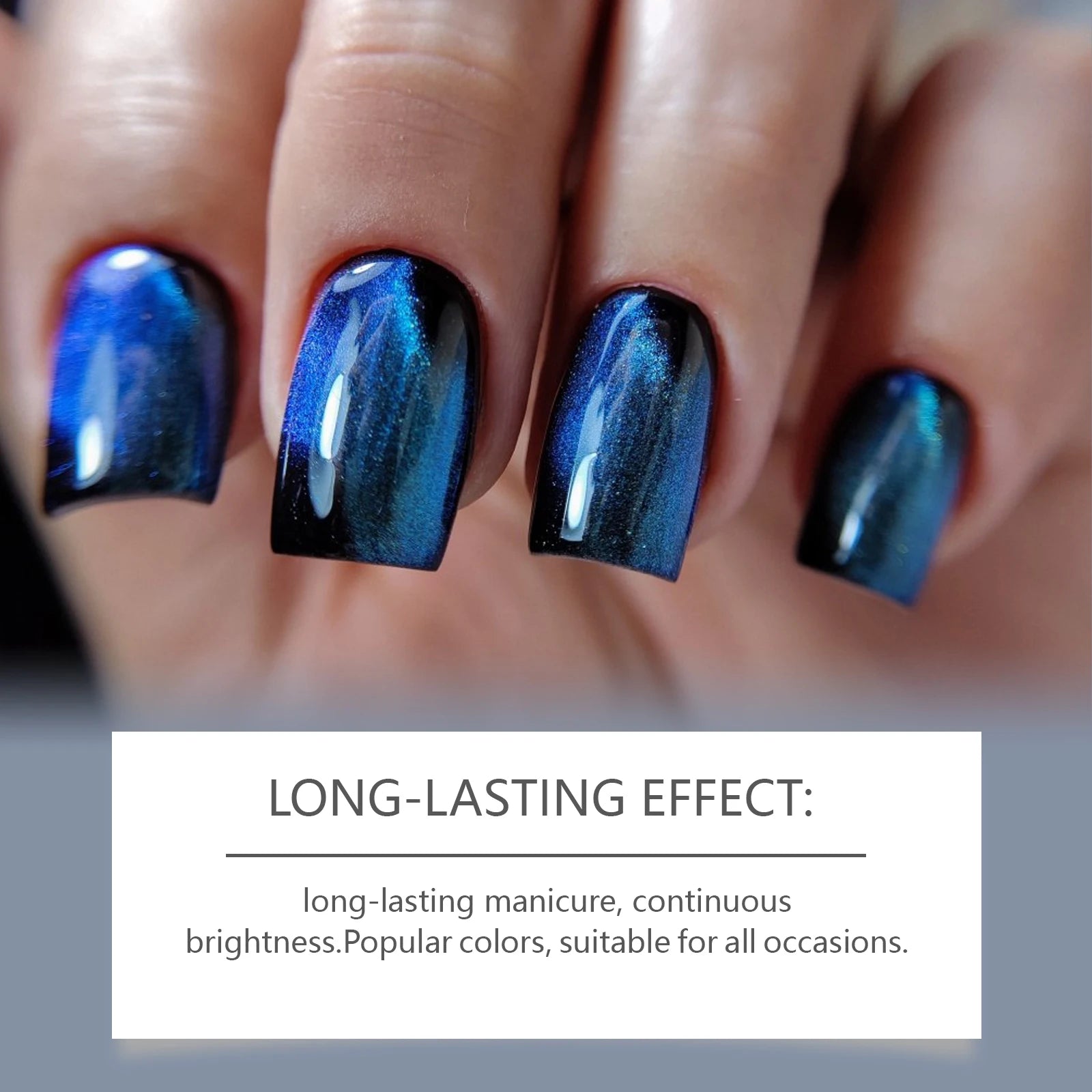 eelhoe Blue-Black Cat Eye Nail Polish – Water-Based Shimmer