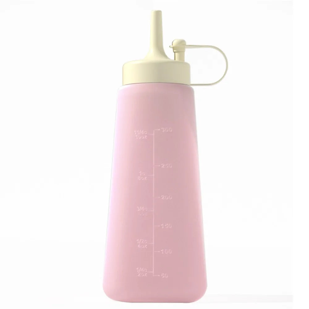 300ml Capacity Condiment Squeeze Bottle Leakproof Design Transparent Sauce Dispenser Clear Scale with Suction Cup Oasis Select Pink