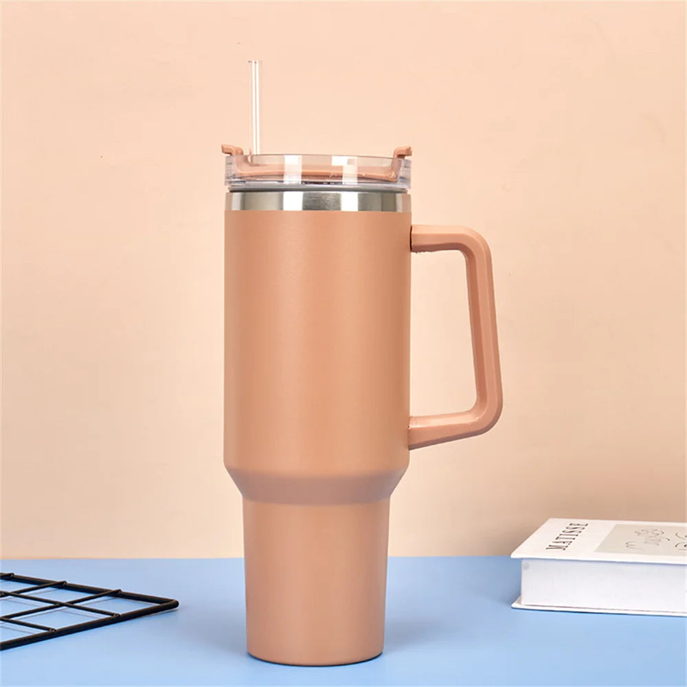 40oz Tumbler Vacuum Insulated Thermos Custom Travel Cup Stainless Steel Water Bottle Coffee Mugs With Handle Outdoor Drinkware Oasis Select PURPLE 1-1.5L
