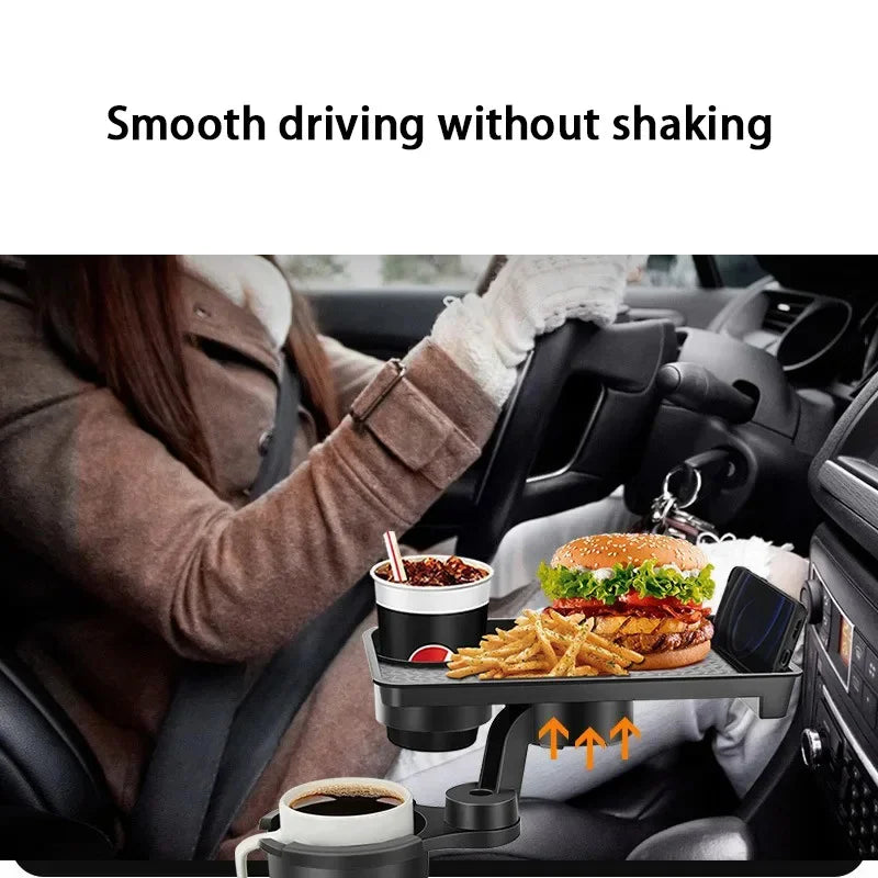 Universal Car Cup Holder Tray With Dual Cup Holder Organized Table Food Car Tray Portable Adjustable Drink Stand Oasis Select