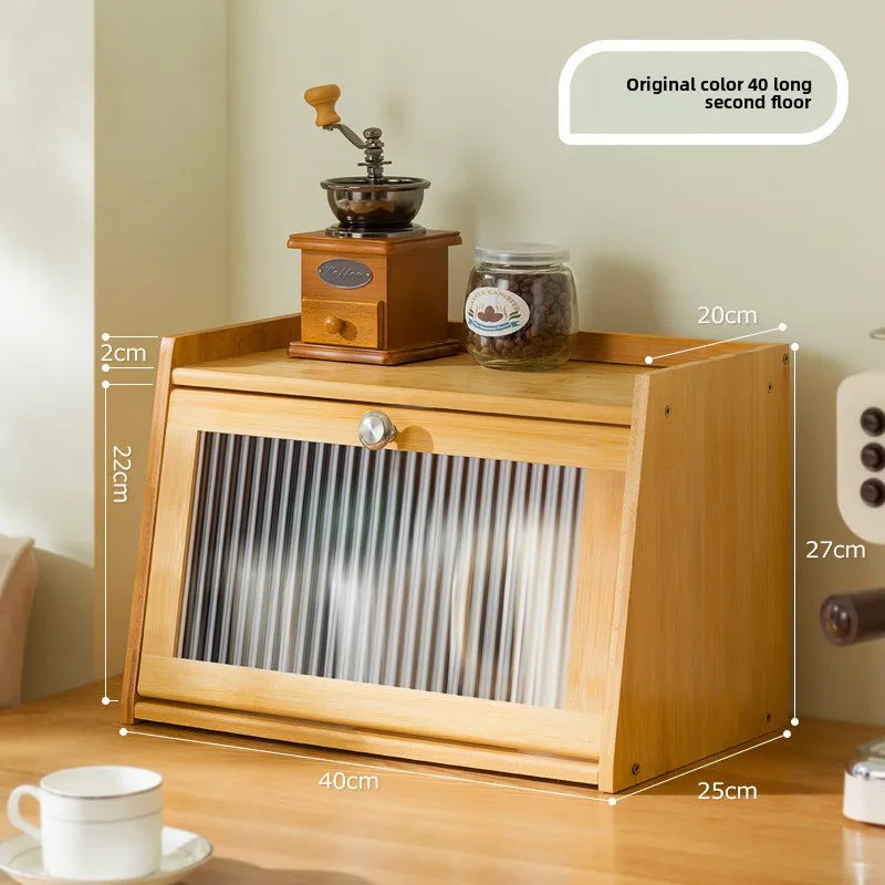Desktop coffee cup storage box mug tea set shelf water cup cosmetics shelf solid wood bamboo with lid Oasis Select 1-40 primary