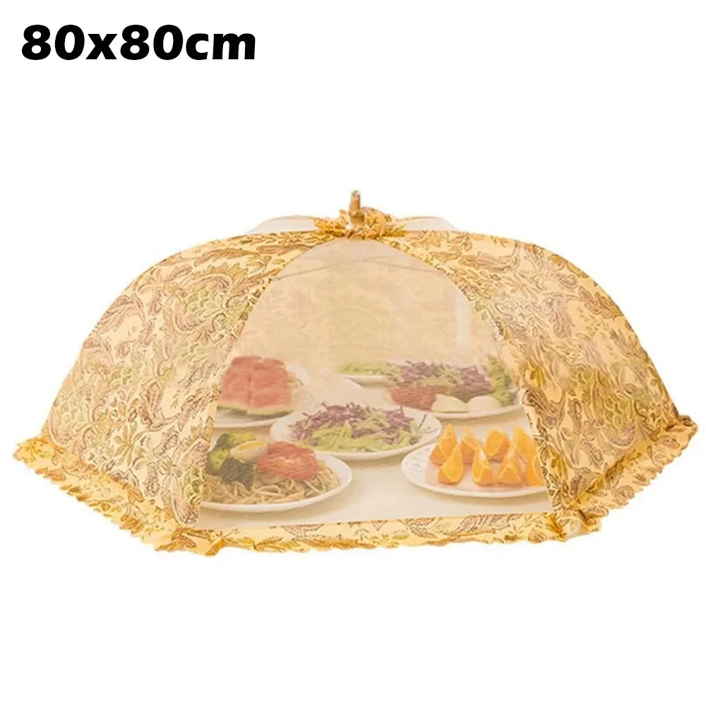 New Foldable Food Covers Breathable Anti Fly Mosquito Vegetable Cover Umbrella Dustproof Dining Table Mesh Cover Oasis Select 80x80cm