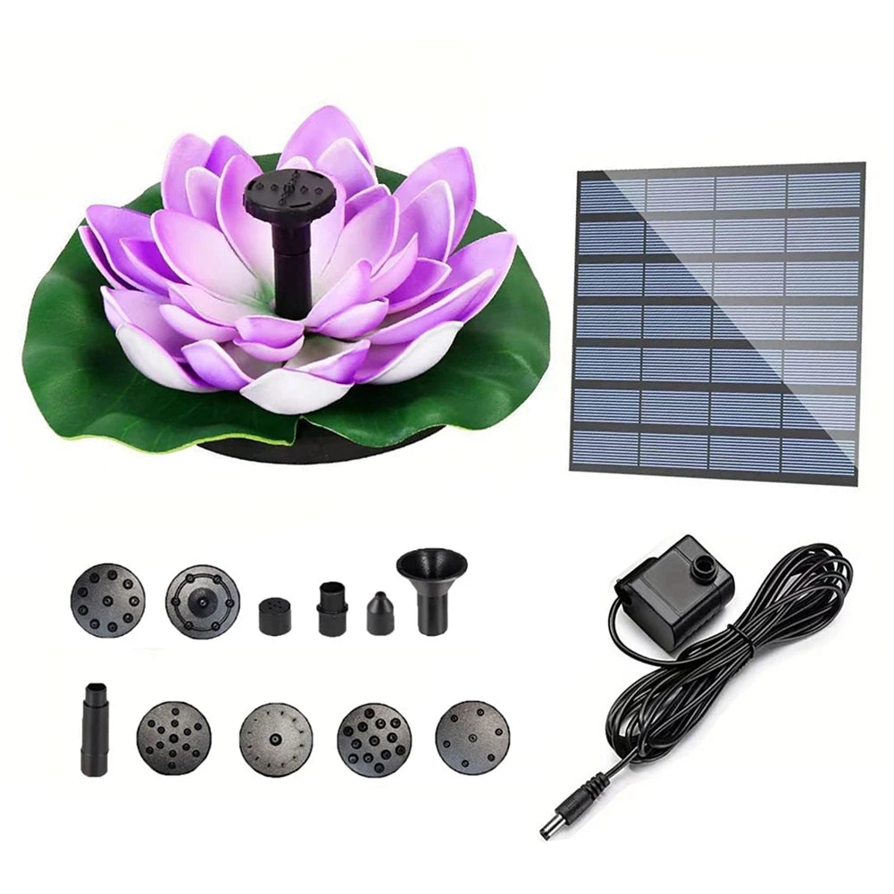 Lotus Solar Floating Fountain for Bird Bath, Pond & Garden Solar Garden Fountain Oasis Select Purple United States