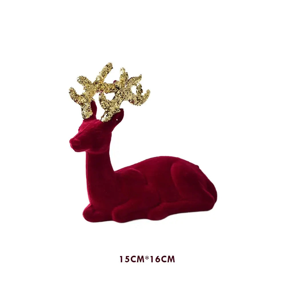 1PCS House Tabletop Decor Hanging Baubles Flocking Mini Deer Pendant Elk Christmas Reindeer Deer Ornaments Decorations Oasis Select 04