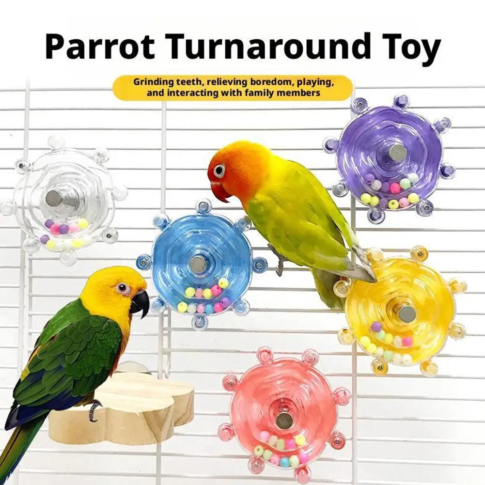 Parrot Wheel Parrot Interactive Toy Bird Turntable Hang Toys Sounding Ball Toys Stand Playing Cage Accessories Pet Supplies Bird Oasis Select