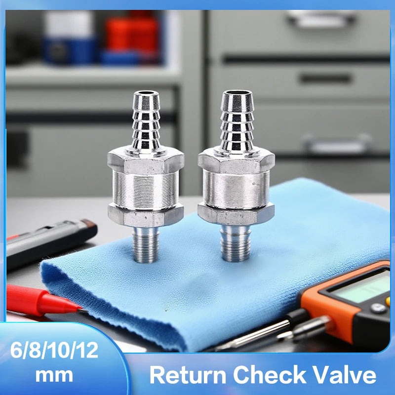 One Way 6/8/10/12mm 4 Size Aluminium Alloy Fuel Non Return Check Valve One Way Fit Carburettor Oasis Select