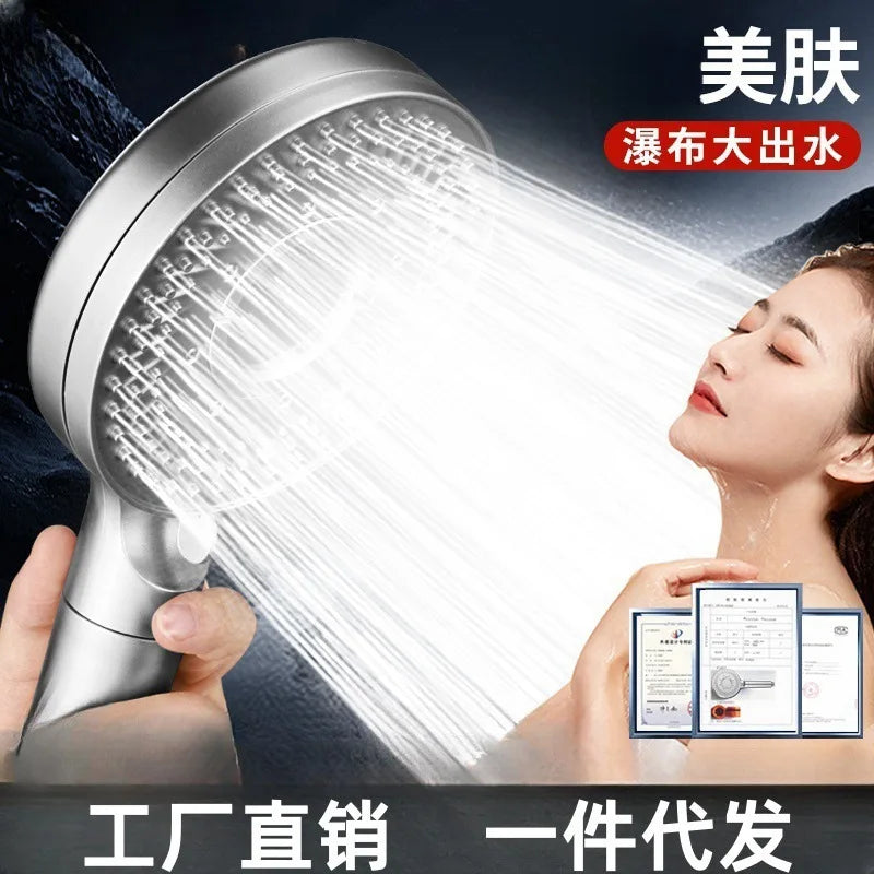 New High Pressure 13CM Shower Head Black 5 Modes Water Saving Filter Spray Nozzle Massage Rainfall Shower Bathroom Accessories Oasis Select