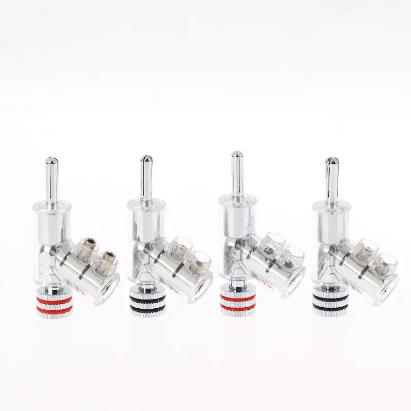 2/4Pcs HIFI Gold/Rhodium Plated Lockable Speaker Cable Banana Plug Connector Self-locking Audio Accessories Oasis Select 4pcs silver