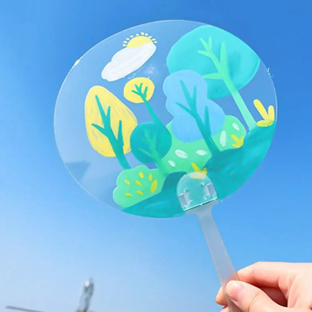 Multi-functional Plastic Transparent Fan Handheld Unfinished Graffiti Fans Thicken Round Blank Painting Fans Children Oasis Select