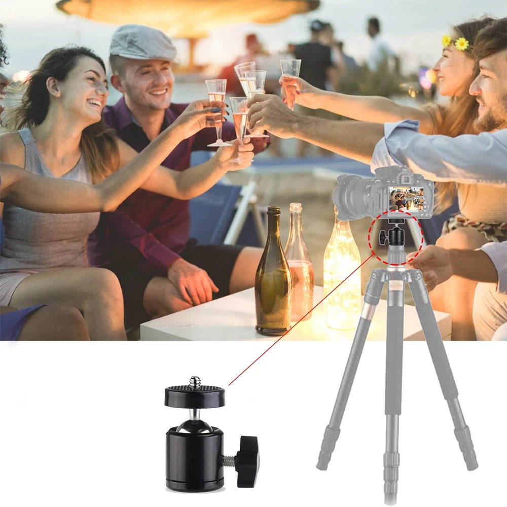 1/4" Hot Shoe Ball Head Adapter – DSLR, Action Cam & LED Mount