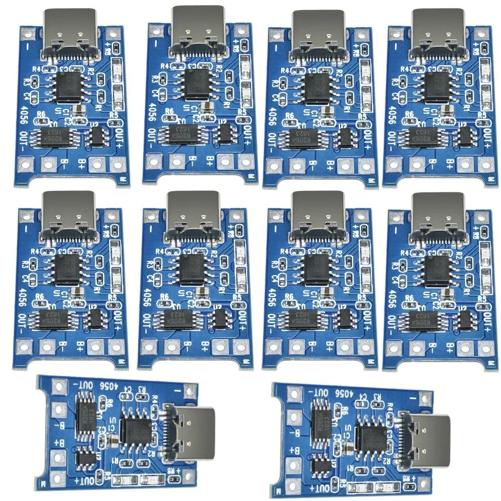 10/5/1Pcs 5V 1A Type-c 18650 TP4056 Lithium Battery Charger Module Charging Board With Protection Dual Functions Li-ion Oasis Select 10pcs