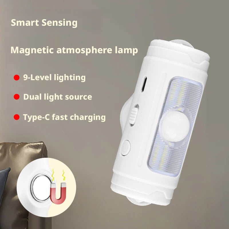 Mini Portable Night Light Magnetic Sensor Atmosphere Lamp Long Lasting Battery Indoor Carry-around Light Oasis Select
