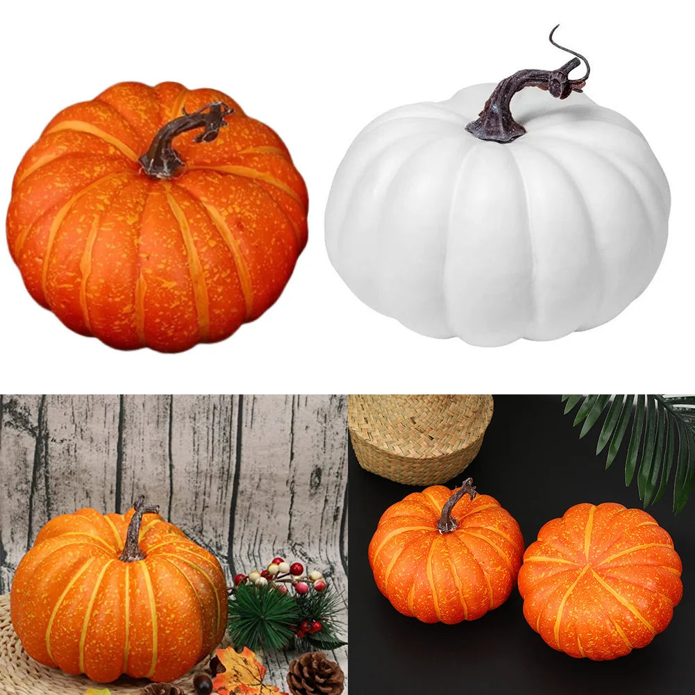 Orange/white Artificial Fake Pumpkins 17cm Perfect For Various Occasions For Halloween, Thanksgiving, Christmas, Weddings Oasis Select