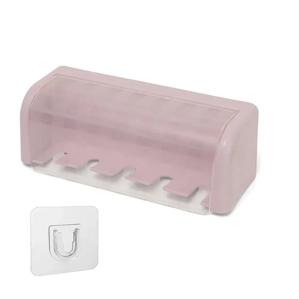 5-Slot Wall-Mounted Toothbrush Holder | Self-Adhesive Dust-Proof