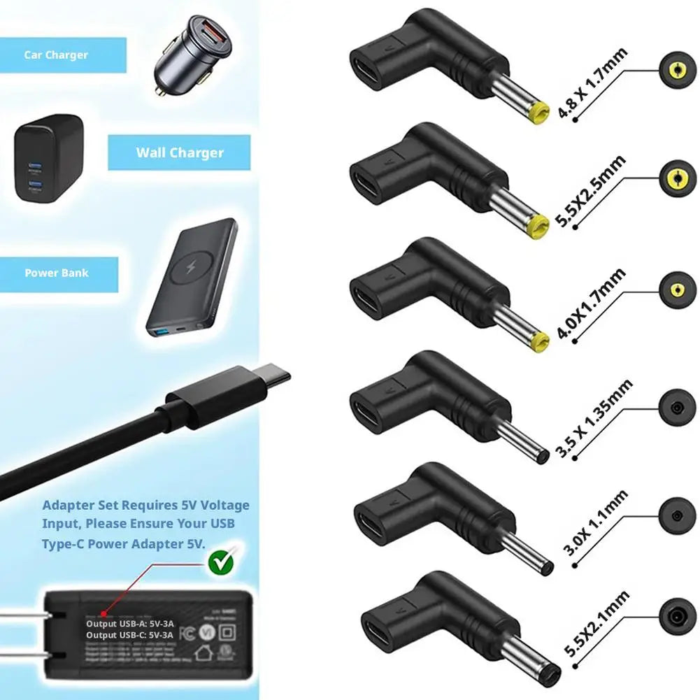USB-C PD to DC Adapter 5V 9V 12V – 6 Sizes Router & Fan