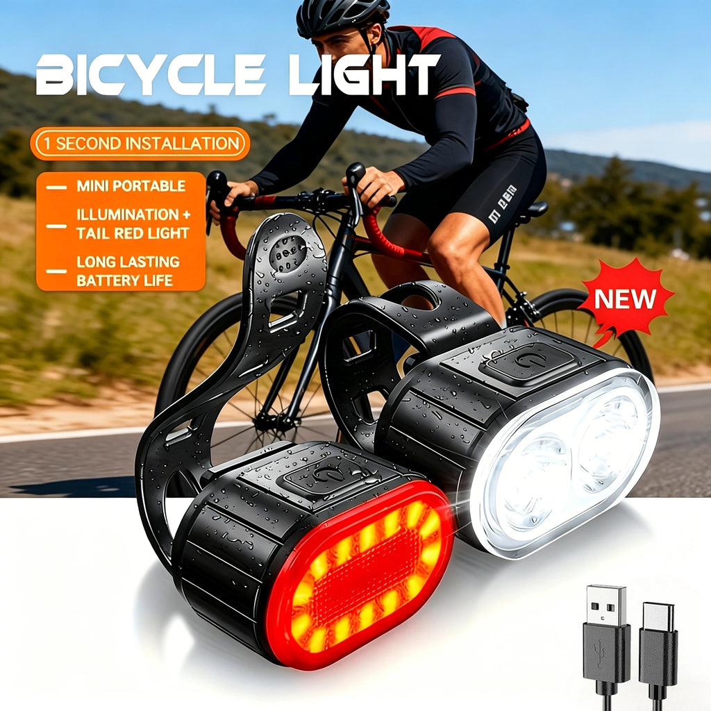 COB Bike Taillights USB Rechargeable Bicycle Safety Warning Light MTB LED Front Rear Headlight Waterproof Cycling Lamp Set Oasis Select