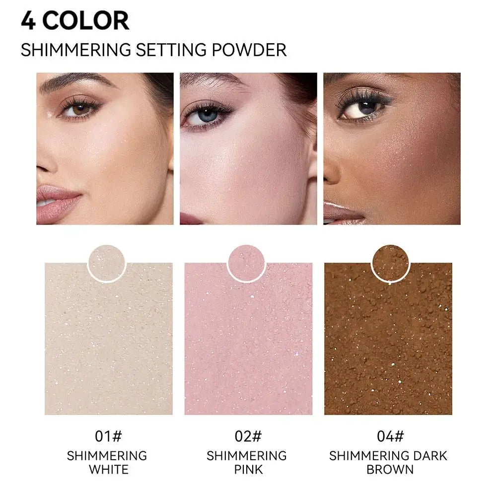 MLSMILE Glitter Loose Setting Powder Oil Control Hide Pore Lasting Concealer Shimmer Face Powder Pearlescent Matte Face Makeup Oasis Select
