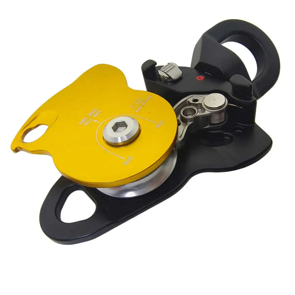 8KN Rotating Pulley with Lockable One-Way Brake 360 Swivel Directional Pulley for Rock Climbing Caving Rescue High Altitude Work Oasis Select