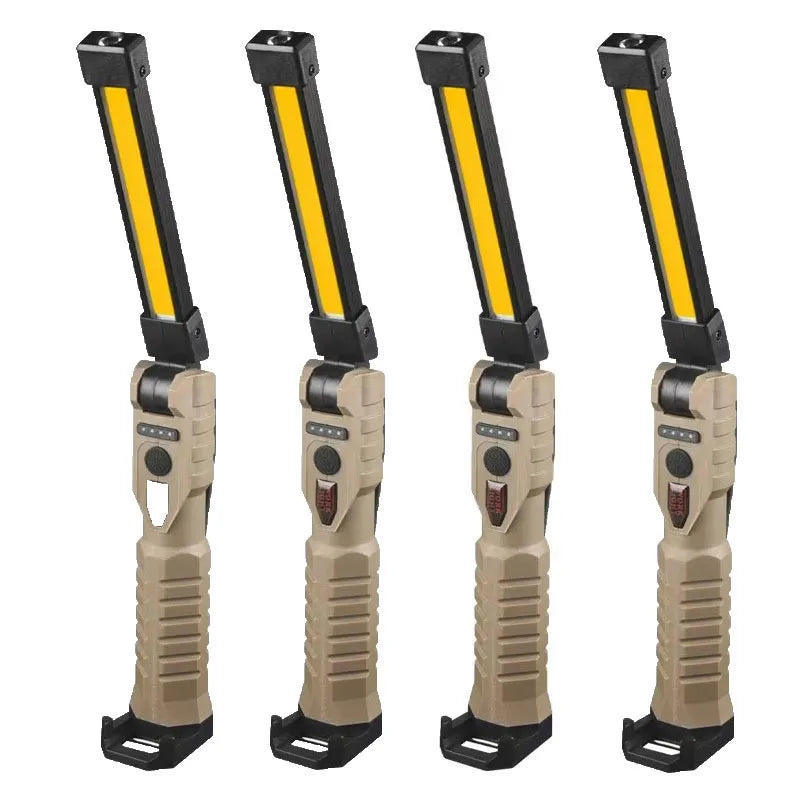 Ultra Bright LED Work Lights Rechargeable Magnetic Hook Camping Lamp Built-in Battery Repair Flashlight Portable Output Lanterns Oasis Select khaki 4PCS