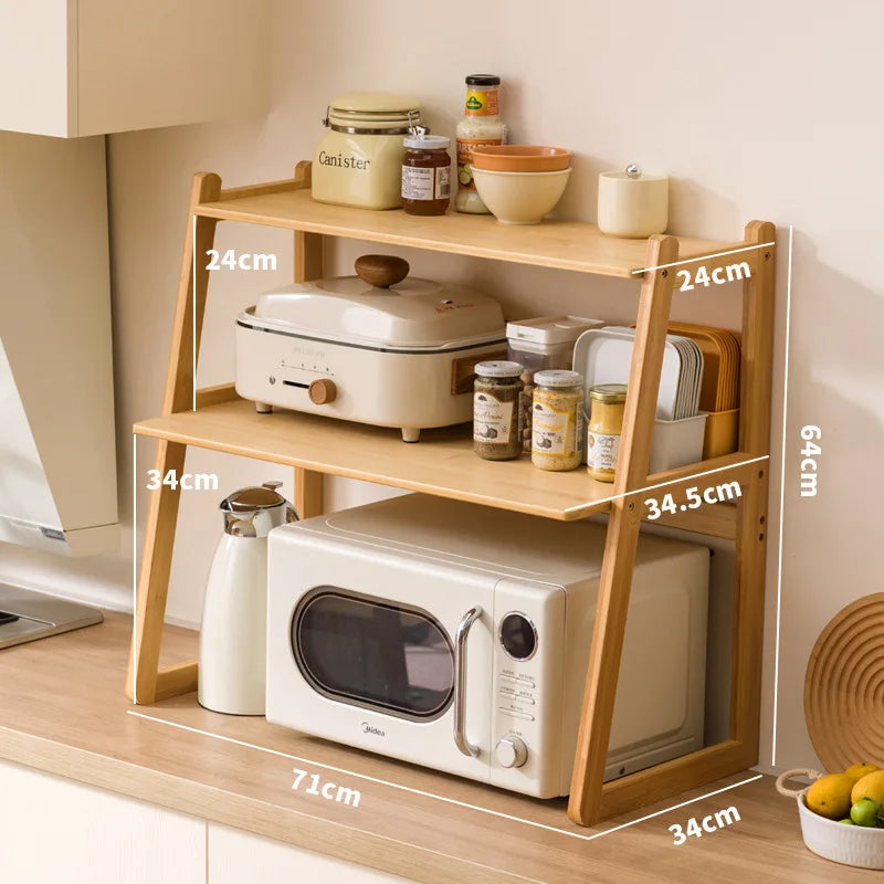 Kitchen Microwave Oven Shelf Household Multi-layer Oven Stand Desktop Countertop Rice Cooker Storage Shelf Oasis Select Primary color 71cm