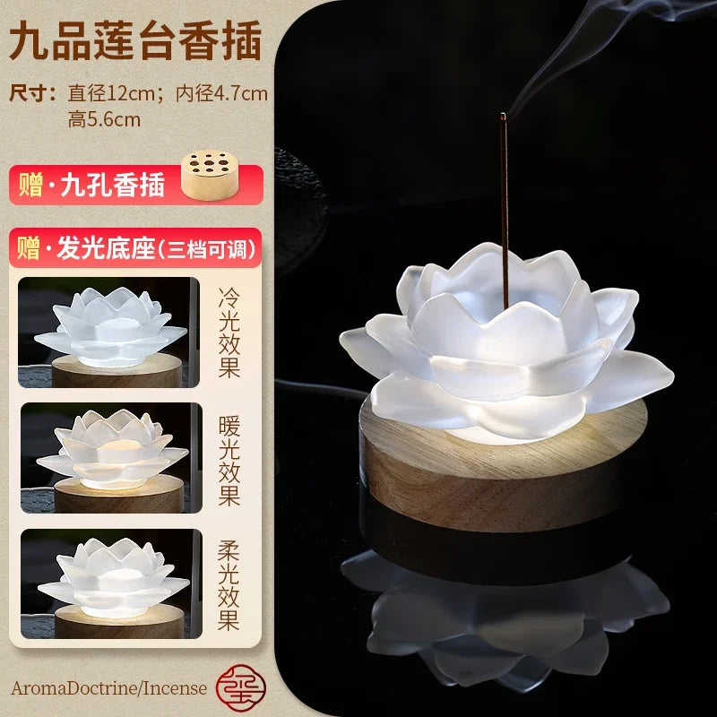 Household Glass Incense Burner for Indoor Lotus Thread Incense Pedestal Decoration Aromatherapy Stove Incense Tray Oasis Select B