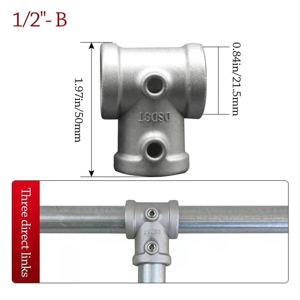 New 1\2''/3\4" Pipe Fitting Connector Aluminum Alloy Steel Fixed buckle Frame Fasteners DIY Corner Circular Pipe Connector pipes Oasis Select 1-2--- B
