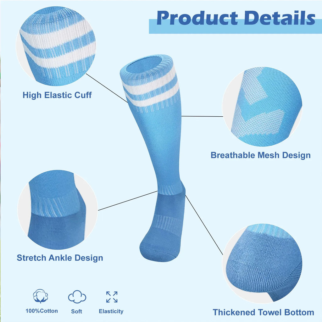 Kids Football Socks & Shin Guards Set – Anti-Slip Knee-High Kids Football Socks Set Oasis Select