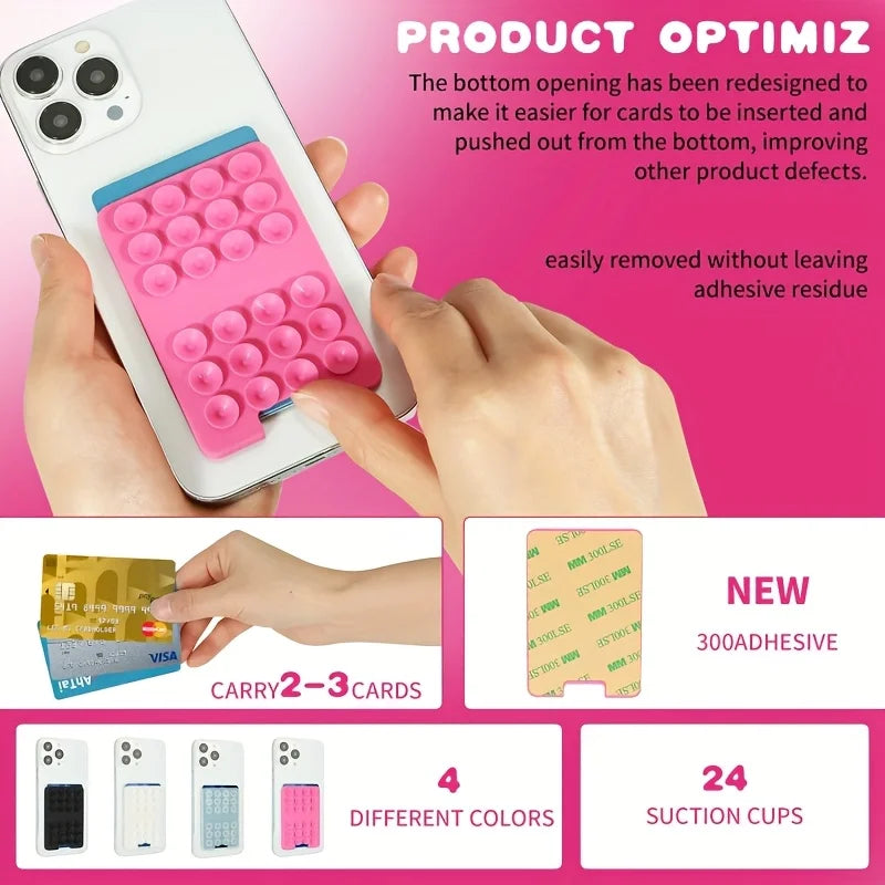 1pc Silicone Suction Cup Phone Holder with Card Wallet for Convenient Selfies, Compatible with Android and Iphone Oasis Select
