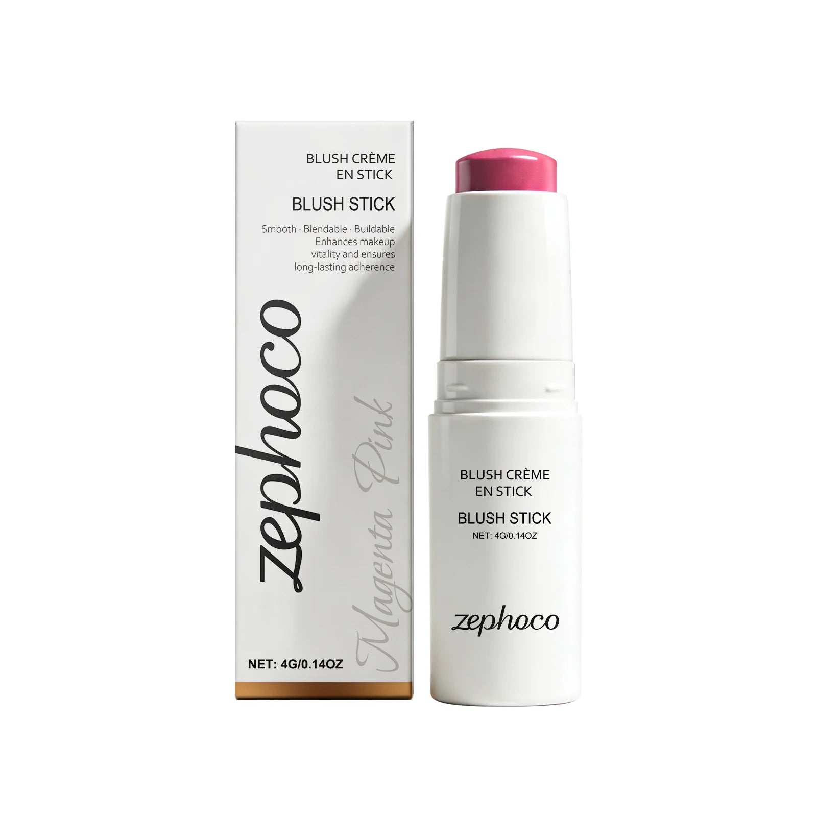 Portable Cream Blush Stick Soft Mist Finish Hydrating Long-Wear Blendable Smooth Lightweight On-the-Go Cheek Blush Oasis Select Magenta Pink