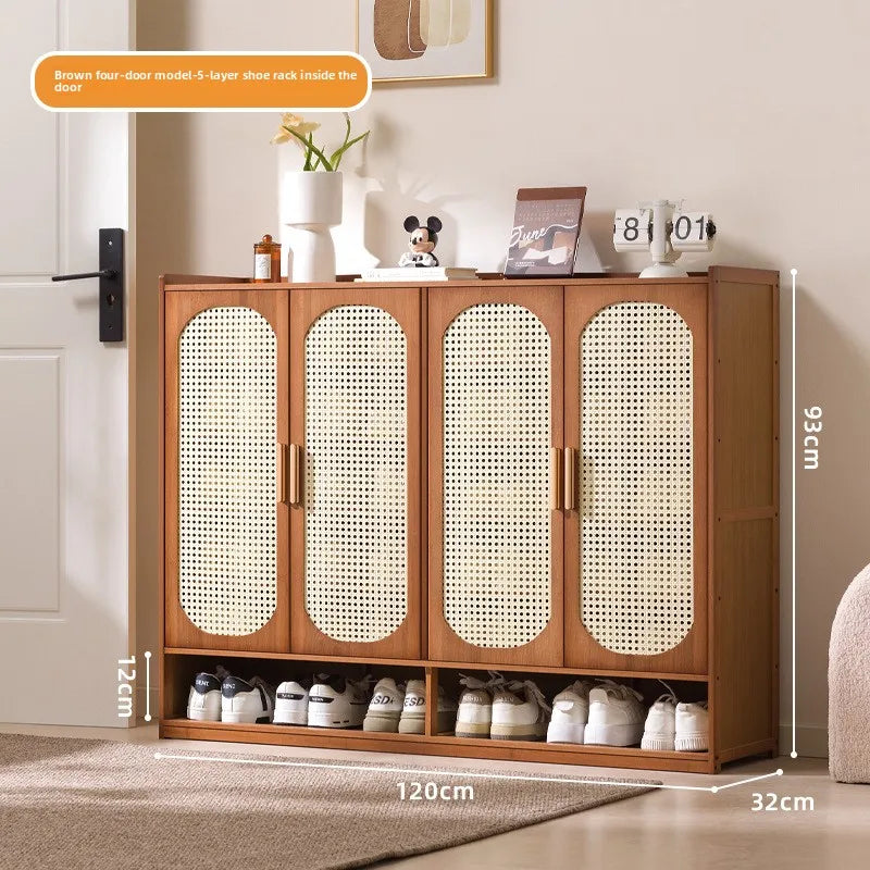 Cream wind arc door shoe cabinet living room household entrance entrance multi-layer shoe rack dormitory storage cabinet storage Oasis Select Brown 4-7