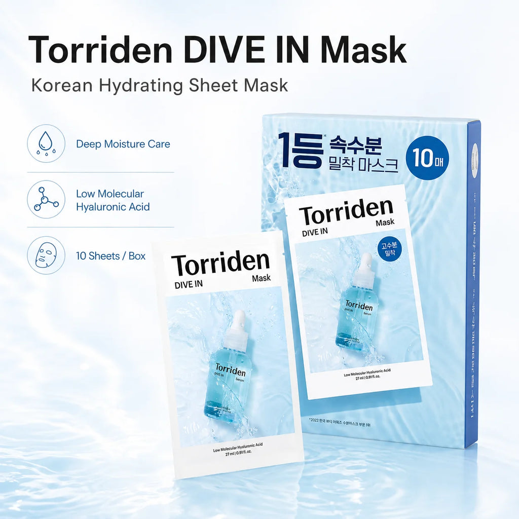 Torriden DIVE-IN Hyaluronic Acid Sheet Masks 10pcs | K-Beauty