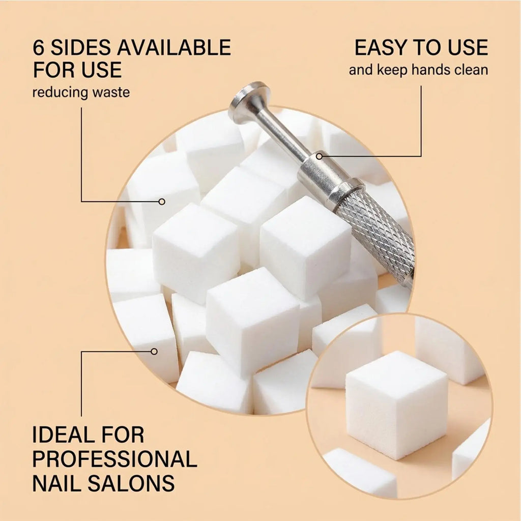 Nail Sponges 100 Pieces Soft Square Professional Beauty Tools with Grabbing Pen Small Nail Sponge for Foot Spa Grooming Party Oasis Select