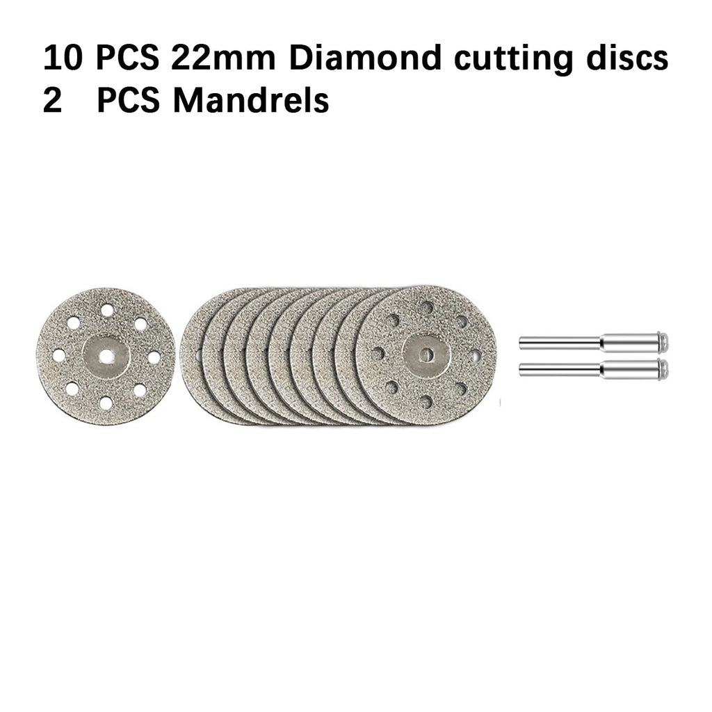 10/30 pcs of 22mm diamond cutting discs with grinding wheel shafts, for cutting plastic wood and metal,for electric rotary tools Oasis Select 10pcs