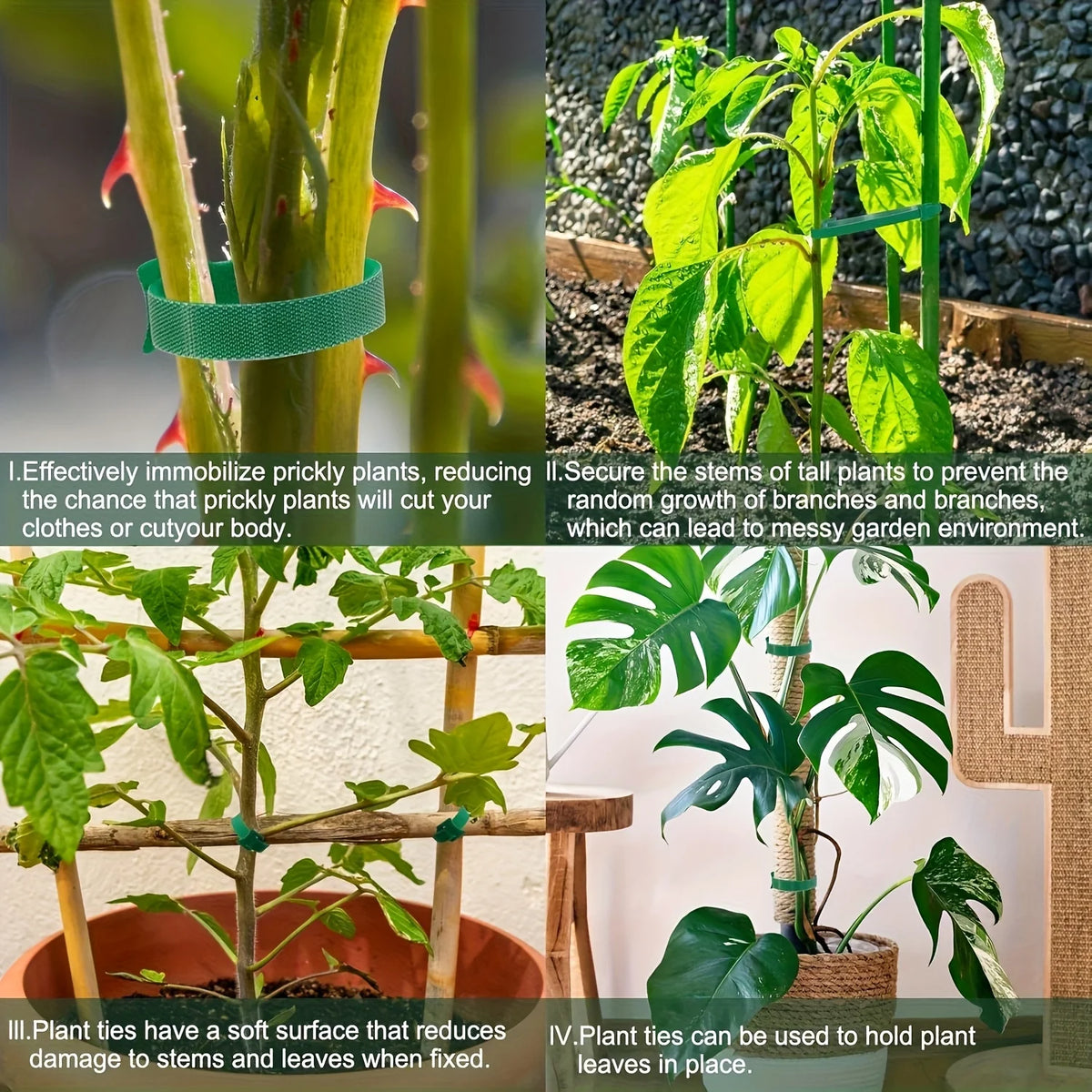 100Pcs Reusable 6 Inch Adjustable Nylon Plant Ties Non-Slip Hook and Loop Fasteners Garden Tape for Climbing Plants Support Oasis Select