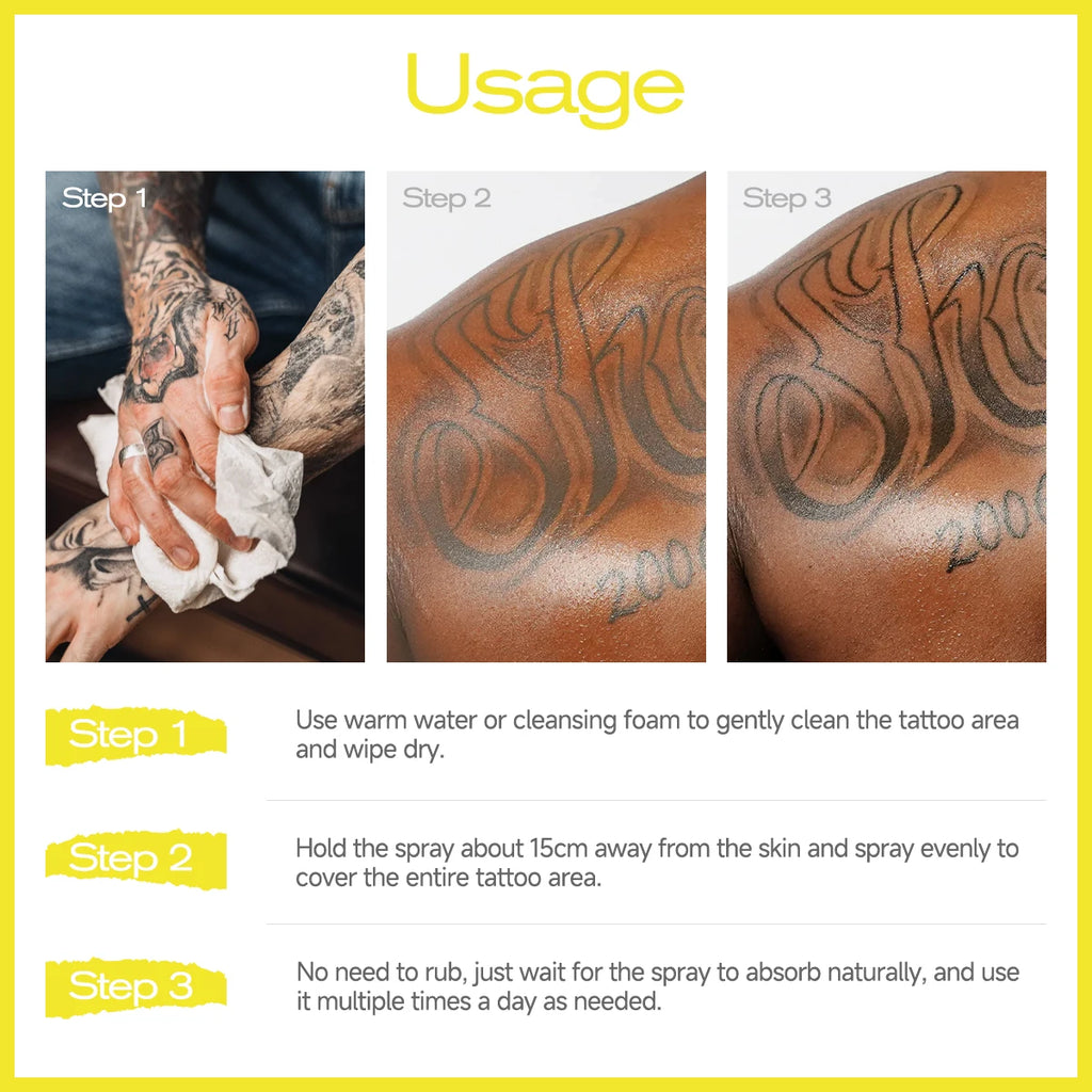 TATTOO SPRAY is suitable for pre- and post-tattoo care, helps maintain long-lasting color, and enhances color brightness. Oasis Select