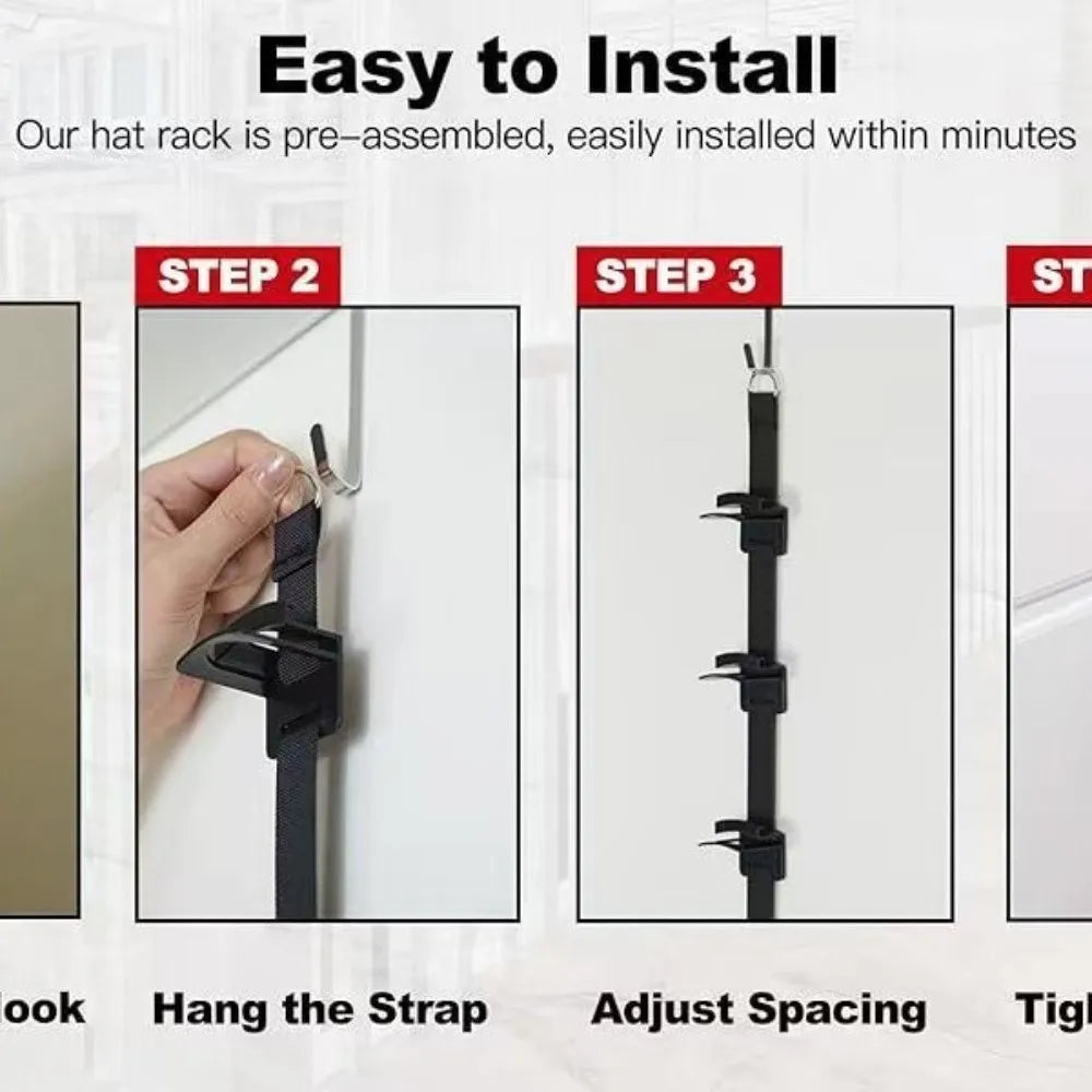 10-Hook Behind-the-Door Cap Rack | Hat Organizer Storage