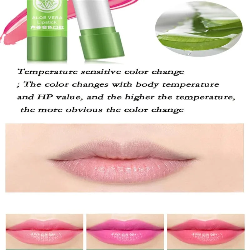 1PC Moisturizing Aloe Color Changing Lipstick Long Term Moisturizing and Moisturizing Lipstick Lip Color Lip Care Oasis Select