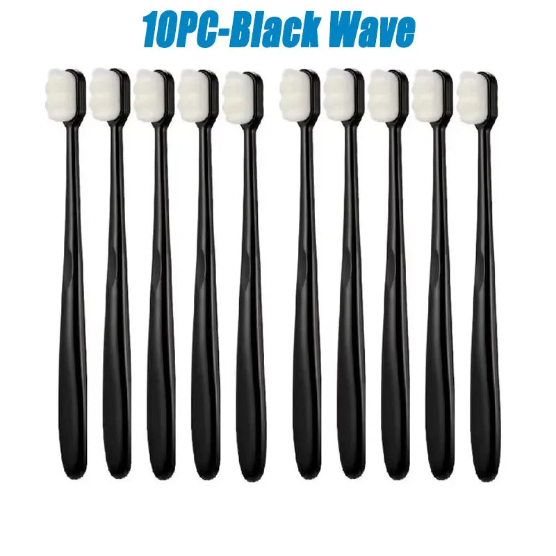 5/10Pcs Ultra Fine Soft Toothbrush, Million Nanometer Bristle Toothbrush, Deep Cleaning Teeth, Portable Oral Care Brush Oasis Select 10PC- Black Wave