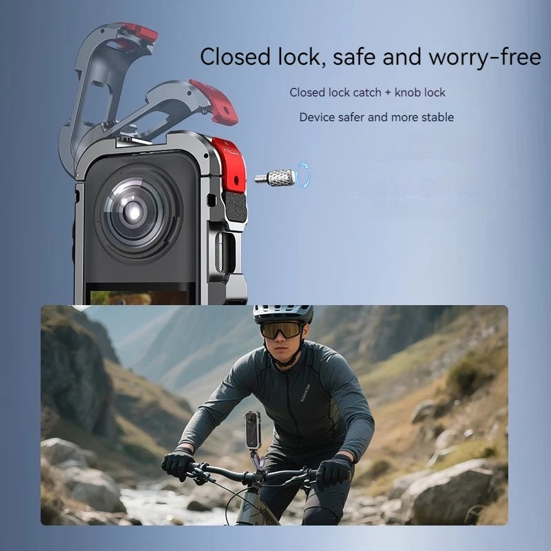 Aluminum Cage for Insta360 X5 – Protective Frame & Cold Shoe